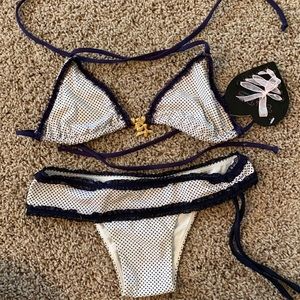 Beach bunny polka dot mermaid charm